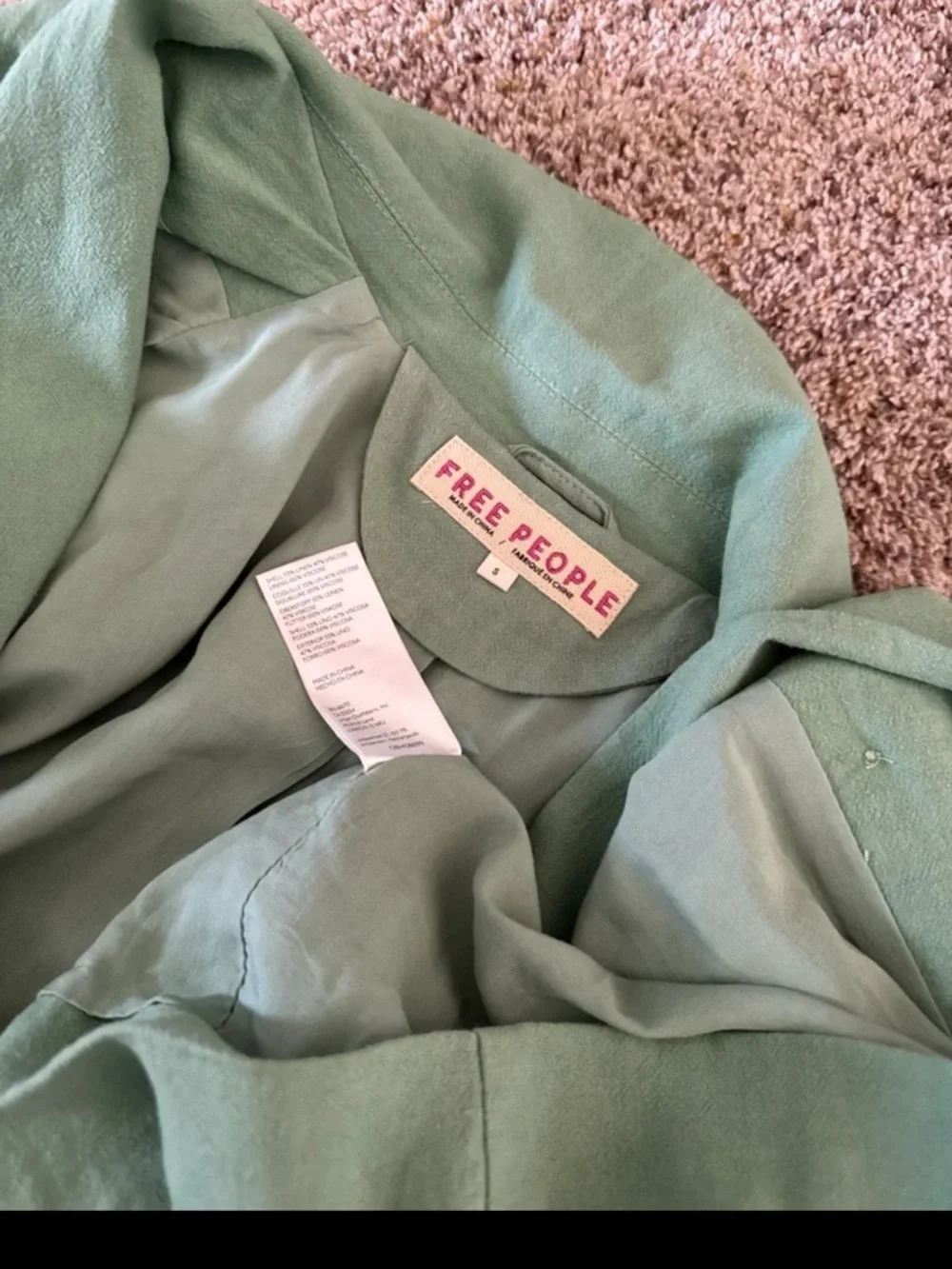 Free People Olivia Blazer in Grassland Oversized size Small - Picture 9 of 11